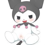  after_sex anthro blush cub cum cum_in_pussy cum_inside cum_leaking female hi_res kuromi mammal open_mouth open_smile please_my_melody pussy sanrio semi-anthro simple_background sitting skull smile solo sweat tears white_background youjomodoki young 