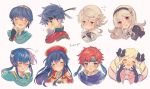  3girls 566zzz 5boys artist_name black_bow black_gloves black_hairband blonde_hair blue_eyes blue_hair blush bow celice_(fire_emblem) closed_mouth elise_(fire_emblem_if) eyes_closed female_my_unit_(fire_emblem_if) fingerless_gloves fire_emblem fire_emblem:_fuuin_no_tsurugi fire_emblem:_monshou_no_nazo fire_emblem:_seisen_no_keifu fire_emblem:_souen_no_kiseki fire_emblem_if gloves hair_bow hairband hat headband ike lilina long_hair male_my_unit_(fire_emblem_if) marth multicolored_hair multiple_boys multiple_girls my_unit_(fire_emblem_if) nintendo open_mouth pink_bow pointy_ears purple_hair red_eyes red_hair red_hat roy_(fire_emblem) short_hair simple_background smile spiked_hair tiara twintails white_background white_hair white_headband 