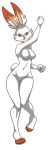  2019 anthro breasts buckteeth cheek_tuft conditional_dnp dipstick_ears elbow_tufts featureless_breasts featureless_crotch female fur looking_at_viewer navel nintendo on_one_leg pok&eacute;mon pok&eacute;mon_(species) red_eyes scorbunny simple_background solo standing teeth thigh_gap toeless_(marking) tuft video_games vilani white_background white_fur 