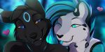  &lt;3 2019 anthro black_fur black_nose blue_eyes blue_hair blue_tongue digital_media_(artwork) duo felid feline fur hair lycangel mammal smile 