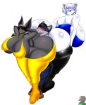  2019 absurd_res alexis_bishop_(lildredre) anthro anubian_jackal big_breasts big_butt bikini bikini_top black_fur black_hair black_nose blue_eyes blush boots breasts brown_eyes butt canid canine canis cleavage clothed clothing collar digital_drawing_(artwork) digital_media_(artwork) eric_connors_(lildredre) female footwear fur hair hi_res huge_breasts huge_butt jackal latex_pants legwear lipstick makeup male mammal nobody147 pants polar_bear rachael_wilde_(lildredre) rubber shiny simple_background smile standing swimsuit thick_thighs tongue tongue_out tube_top ursid ursine voluptuous white_background white_fur white_hair wide_hips wolf 