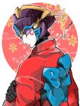  1girl alternate_costume autobot blue_eyes highres japanese_clothes kimono lips looking_at_viewer machine mecha_girl no_humans solo transformers wide_sleeves windblade 