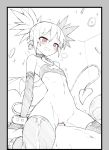  1girl armpits blush bracelet cowgirl_position disgaea earrings etna eyebrows_visible_through_hair jewelry sex short_hair sketch sleeved_gloves smile straddling sweatdrop tail thighs trembling waero wings 