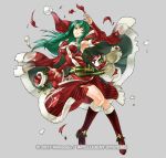  1girl breasts cecilia_(fire_emblem) christmas closed_mouth dated fire_emblem fire_emblem:_fuuin_no_tsurugi fire_emblem_heroes green_eyes green_hair kita_senri long_hair looking_at_viewer nintendo official_art one_eye_closed simple_background solo 