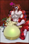  anal anal_penetration animal_genitalia animal_penis anthro balls belly big_balls big_belly big_dom_small_sub canid canine canine_penis cum cum_from_mouth cum_in_ass cum_in_mouth cum_inflation cum_inside cum_through drooling duo erection excessive_cum girly hyper hyper_belly hyper_inflation inflation ioscythe kneeling knot male male/male mammal muscular muscular_male open_mouth orgasm orgasm_face penetration penis saliva sex size_difference tongue tongue_out 