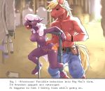 2019 absurd_res anthro anthrofied ball_gag barn bdsm big_macintosh_(mlp) bondage bound branding branding_iron breasts cheerilee_(mlp) clothed clothing duo english_text equid equine female friendship_is_magic gag hi_res horse male male/female mammal milk my_little_pony nude partially_clothed pony text torture unknown_artist whitekitten 