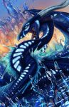 2019 absurd_res ambiguous_gender blue_eyes blue_scales digital_media_(artwork) dragon fin hi_res horn membranous_wings open_mouth scales scalie seawing solo teeth tongue turnipberry water western_dragon wings wings_of_fire 