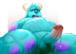  anthro balls belly disney erection fur humanoid_penis male monster monsters_inc overweight overweight_male penis pixar precum seyrmo solo sulley tagme 