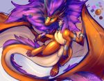  2019 absurd_res blue_eyes claws digital_media_(artwork) dragon female feral hair hi_res oksara purple_hair scalie solo western_dragon 