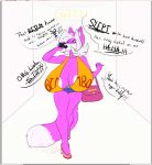  abstract_background anthro big_breasts breasts canid canine canis clothing dialogue eyes_closed female footwear hair hatarla high_heels huge_breasts mammal phone purse shoes solo white_hair wolf yuni_hermit 