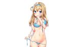  aqua_eyes bachibachi_(tisen) bikini blonde_hair blush navel photoshop suomi_(girls_frontline) swimsuit undressing white 