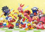  bandana_waddle_dee caprese_salad checkered checkered_floor chef_hat chef_kawasaki dark_matter darkpot food goggles gooey hat ice_cream jester_cap king_dedede kirby kirby&#039;s_dream_land kirby:_planet_robobot kirby_(series) magolor marx maxim_tomato meta_knight nintendo one_eye_closed plate ribbon_(kirby) robobot_armor smile susie_(kirby) sword taranza weapon 