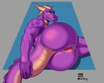  5_fingers aged_up anthro anus big_butt blush butt dragon edit horn male muscular muscular_male omari pink_anus pinup pose presenting presenting_anus presenting_hindquarters purple_eyes purple_scales reptile scales scalie shy sideways simple_background solo spyro spyro_the_dragon video_games yellow_scales 