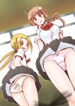  2girls ass blonde_hair brown_eyes brown_hair butt_crack hagimura_suzu igarashi_kaede multiple_girls panties school_uniform seitokai_yakuindomo underwear yellow_eyes 