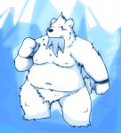  2013 anthro beartic belly blush cute_fangs fur male moobs navel nintendo nipples overweight overweight_male pok&eacute;mon pok&eacute;mon_(species) snow_utamaru solo video_games white_fur 