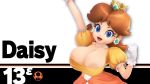  1girl areola_slip areolae blue_eyes breasts cleavage edited female huge_breasts long_hair mario_(series) mystical nintendo no_bra open_mouth princess_daisy super_mario_bros. super_mario_land super_smash_bros. text_focus third-party_edit upper_body 