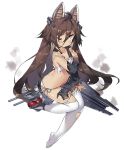  1girl amatsukaze_(warship_girls_r) animal_ears camisole eyebrows_visible_through_hair fake_animal_ears full_body hair_between_eyes long_hair looking_at_viewer official_art one_eye_closed panties saru side-tie_panties sitting solo thighhighs torn_clothes torn_legwear transparent_background twintails underwear very_long_hair warship_girls_r white_legwear white_panties yellow_eyes 