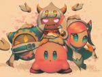  1girl 3boys artist_name bellhenge extra_eyes fangs heart horns kirby kirby:_star_allies kirby_(series) magolor multiple_boys nintendo no_mouth one_eye_closed open_mouth pink_hair scarf smile susie_(kirby) taranza white_hair 