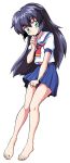 1girl character_request feet green_eyes highres long_hair oyatsu_(mk2) purple_hair skirt toes 