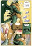  anal anal_penetration anthro balls blush canid canine comic dragon duo english_text erection eyes_closed farin fox geminisaint girly hi_res humanoid_penis internal kissing male male/male male_penetrated male_penetrating mammal muscular muscular_male navel nude penetration penis sekk&#039;ral sex size_difference stand_and_carry_position standing sweat text tongue tongue_out vein 