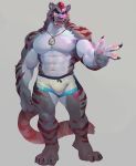  2019 abs anthro biceps big_muscles bulge clothing digital_media_(artwork) felid fur hair hi_res male mammal muscular muscular_male null-ghost pecs simple_background solo underwear 