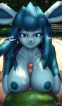  &lt;3 2019 anthro areola beauty_mark big_breasts blue_eyes blue_fur breasts clothed clothing conditional_dnp dialogue digital_media_(artwork) duo eeveelution english_text erection faceless_male female first_person_view front_view fur galaxyoron glaceon hair hi_res human interspecies looking_at_viewer male male/female male_pov mammal nintendo nipples outside partially_clothed penis pok&eacute;mon pok&eacute;mon_(species) sex smile solo_focus text titfuck vein veiny_penis video_games 