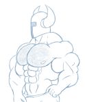  4_fingers anthro armor bulge clothing digital_media_(artwork) helmet huge_biceps humanoid male muscular muscular_male nipples not_furry pecs shovel_knight shovel_knight_(character) simple_background solo underwear unknown_artist unknown_source unknown_species video_games 