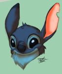  2017 alien blue_eyes blue_fur blue_nose colored_sketch digital_drawing_(artwork) digital_media_(artwork) disney experiment_(species) fur head_tuft headshot_portrait lilo_and_stitch midnighthuntingwolf notched_ear portrait smile solo stitch tuft 