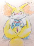  anus bottomless clitoris clothed clothing colored_pencil_(artwork) eiroru fennekin feral fluffy fluffy_tail fur hi_res inner_ear_fluff looking_at_viewer nintendo open_mouth orange_eyes orange_nose pok&eacute;mon pok&eacute;mon_(species) pussy red_fur snout spread_legs spreading tears tongue traditional_media_(artwork) upskirt video_games white_fur yellow_fur 