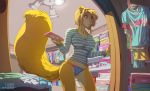  anthro bed camel_toe clothed clothing female fur hair inside mammal maybell phone rodent sciurid solo standing stoopix underwear wide_hips 