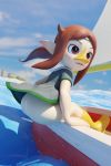  3d_(artwork) animal_humanoid avian avian_humanoid beak blush boat bottomless butt clothed clothing digital_media_(artwork) female hi_res humanoid mammal medli ninja739 nintendo nose_beak outside sea short_stack sitting skirt the_legend_of_zelda upskirt vehicle video_games water wave wind_waker 