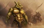  acattag angry army axes balls battalion battle claws clothing commander crocodile crocodilian exposed fight gang loincloth male markings melee_weapon multiple_(disabiguation) muscular navel nipples outline penis polearm reptile scales scalie spear stained sword tattoo teeth tribal war weapon 
