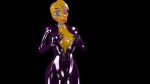  3d_(artwork) animatronic avian breast_grab breasts camel_toe clothing digital_media_(artwork) female five_nights_at_freddy&#039;s five_nights_at_freddy&#039;s_2 hand_on_breast hi_res looking_at_viewer machine one_eye_closed robot rubber rubber_suit shiny solo source_filmmaker toy_chica_(fnaf) video_games wink wire yaboiscout 