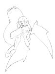  1girl camel_(dansen) female khezu monochrome monster_girl monster_hunter nude open_mouth personification solo wings 