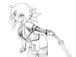  1girl akane_(card_quest) bell bell_collar camel_(dansen) card_quest collar female monochrome solo sword weapon 