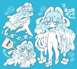  +_+ 1girl ano5102 blue_background blue_eyes character_sheet female goo_girl monster_girl no_mouth original simple_background solo symbol-shaped_pupils 