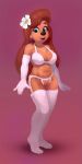  bra breasts clothing disney ear_piercing ear_ring female flo flower gloves goof_troop hair hi_res legwear lip_stick looking_at_viewer piercing plant pussy red_hair roxanne simple_background solo stockings underwear 