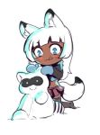  animal_humanoid arctic_fox arctix_(talaniss) blue_eyes bunny_and_fox_world canid canid_humanoid canine canine_humanoid chibi d-rex dure female fox fox_humanoid fur hair humanoid low_res mammal markings snowman whisker_markings white_hair 