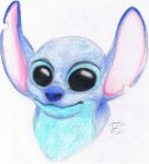  alien alternate_form black_eyes blue_fur blue_nose disney experiment_(species) fur hi_res lilo_and_stitch looking_at_viewer midnighthuntingwolf notched_ear simple_background solo stitch traditional_media_(artwork) white_background 
