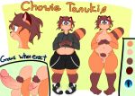  blue_eyes brown_fur canid canine chowdie chowie_tanuki clothed clothing erection fur hair humanoid_hands humanoid_penis male mammal model_sheet multicolored_fur overweight overweight_male penis pubes raccoon_dog slightly_chubby solo tanuki 
