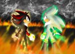  2009 fire male red_eyes shadow_the_hedgehog shilumi silver_the_hedgehog sonic_(series) yellow_eyes 