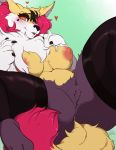  2019 anthro anus areola big_breasts blush braixen breasts claws clothing digital_media_(artwork) female fur geeflakes hi_res inner_ear_fluff inverted_nipples legwear looking_at_viewer multicolored_fur nintendo nipples pok&eacute;mon pok&eacute;mon_(species) pussy signature solo spread_legs spreading thick_thighs thigh_highs video_games 