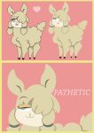  2019 alpaca ambiguous_gender blue_eyes camelid dialogue digital_media_(artwork) english_text hi_res mammal open_mouth reaction_image shane_frost simple_background solo standing text white_text 