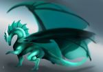  2019 blue_eyes claws cyan_scales detailed_scales deviant-soulmates digital_media_(artwork) dragon feral hi_res horn membranous_wings scales scalie solo spines western_dragon wings 