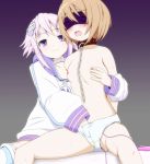  2girls :3 arms_behind_back bangs blanc blindfold blush breasts brown_hair chains choker closed_mouth collar collarbone controller crying drooling embarrassed eyebrows_visible_through_hair female femdom gradient gradient_background hair_ornament hand_under_clothes happy have_to_pee hood hoodie long_sleeves multiple_girls natsuhime_(pixiv228471) neptune_(neptune_series) neptune_(series) nipple_tweak nipples open_mouth panties pink_hair purple_background purple_eyes pussy_juice remote_control remote_control_vibrator saliva shiny shiny_hair short_hair simple_background sitting small_breasts smile spread_legs sweat sweater tears thighhighs topless underwear vibrator vibrator_cord vibrator_under_clothes wet wet_clothes wet_panties white_panties white_sweater yuri 
