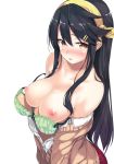  bra breasts g.g.t. gintarou haruna_(kancolle) kantai_collection nipples open_shirt seifuku sweater transparent_png 