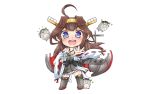  animal anthropomorphism blue_eyes blush boots bow brown_hair chibi greenteaneko haruna_(kancolle) headband hiei_(kancolle) japanese_clothes kantai_collection kirishima_(kancolle) kongou_(kancolle) white 