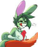  2019 anthro breasts buckteeth crossgender female fur green_eyes green_fur humanoid_penis inoby lagomorph licking licking_lips male male/female mammal nude open_mouth penis sex smile solo_focus teeth titfuck tongue tongue_out 