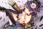  bow_(weapon) feathers gloves purple_hair tagme_(character) tangamja weapon wink yellow_eyes 