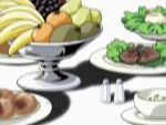  animated breakfast food fruit hanaukyou_maid_tai lowres steak vegetable 